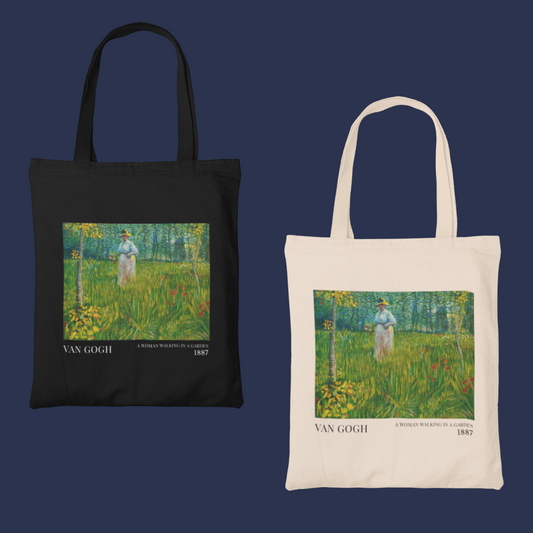 Woman Walking In A Garden by Van Gogh - Iconic Art Minimal Tote Bag